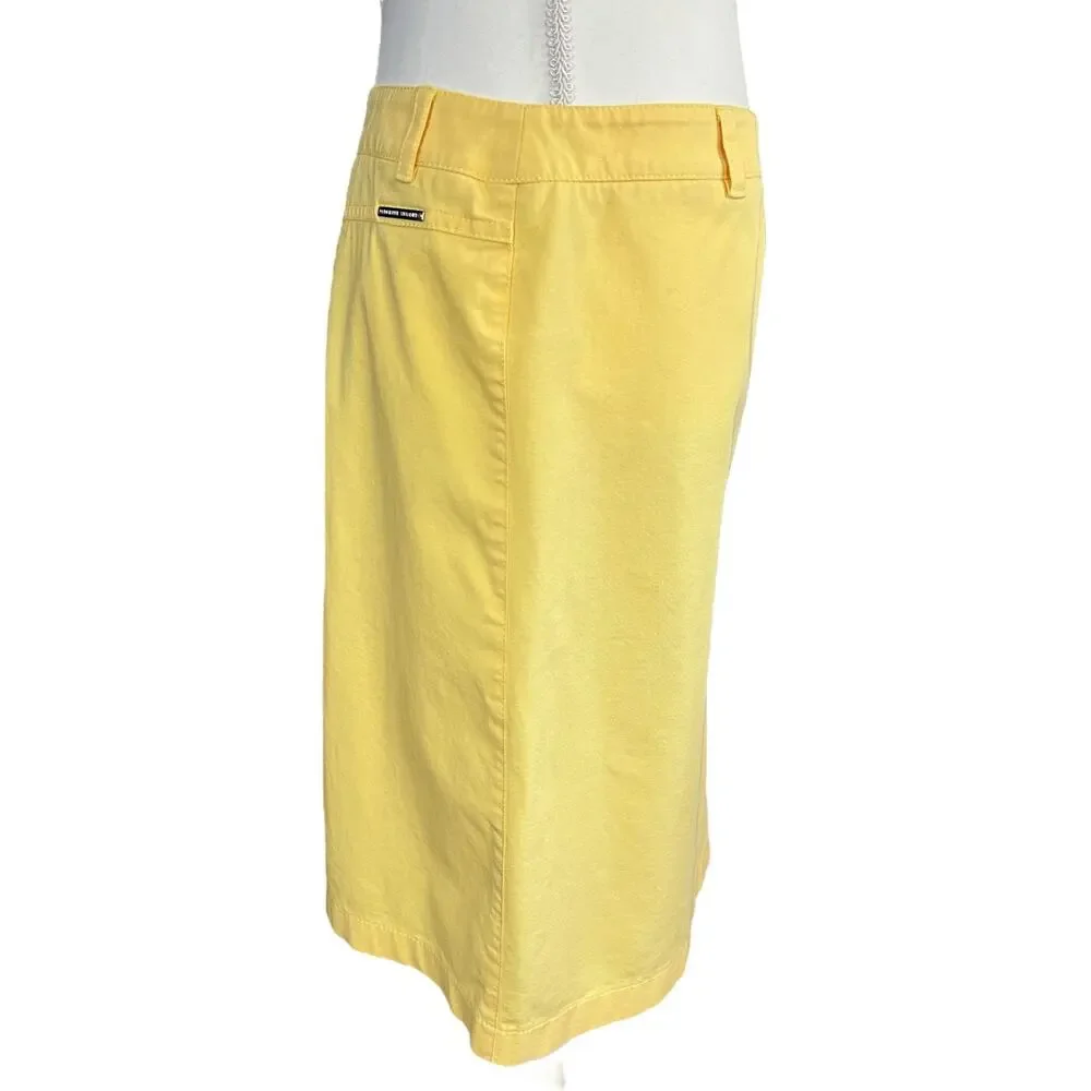 Adrienne Vittadini Classico Skirt Sze 12 Yellow A Line Casual Back Slit Colorful